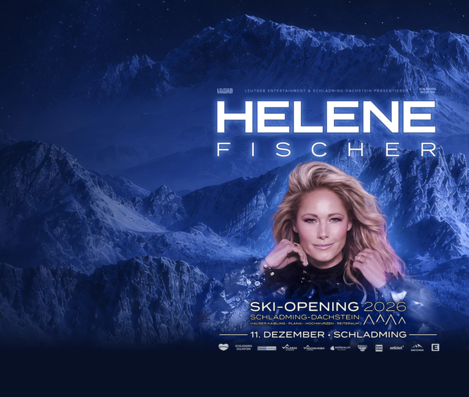 Helene Fischer ski opening 2026 poster with mountains