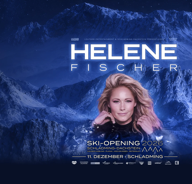Poster for Ski-Opening 2026 in Schladming-Dachstein, featuring a female performer.