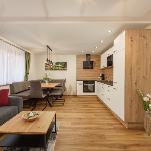 Offener Wohnbereich mit Essbereich und Küche