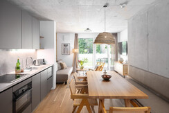 BASE 1.01 | open living room and dining area with kitchen  BASE 1.01 | open living room and dining area with kitchen