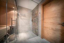 Bathroom with rain shower Bathroom with rain shower