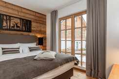 Bedroom with box spring beds Bedroom with box spring beds